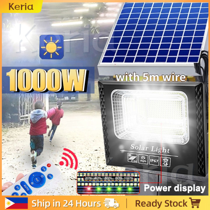 Keria 1000W Solar Light Outdoor Waterproof with Battery Display Solar  Floodlight High Brightness Solar Garden Light with Remote Control Suitable  for Courtyard Street Balcony Lazada PH