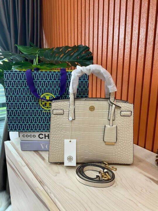 TORY BURCH WALKER EMBOSSED SMALL SATCHEL Lazada.co.th