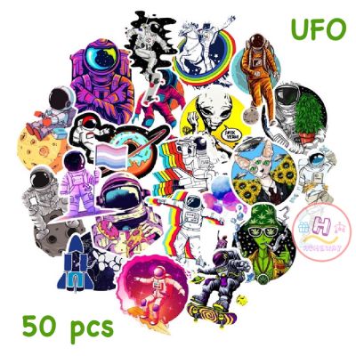 Sticker สติ๊กเกอร์ UFO H 159 ยูเอฟโอ 50ชิ้น จานบิน สติ๊กเกอร์ นาซ่า นาซา นักบินอวกาศ นักบิน NASA ยานอวกาศ จานบิน ดาว ต่างดาว อวกาศ ดาราศาสตร์