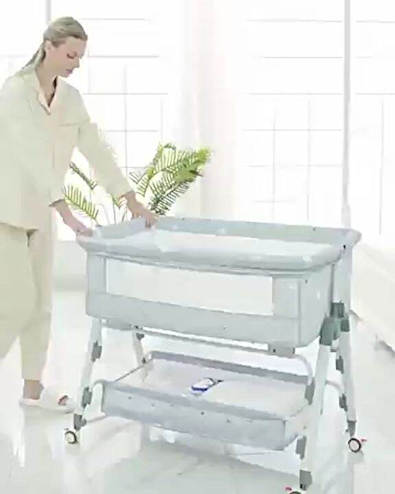 Crib for Baby Multifunctional Liftable Crib Mobile With Mosquito Net