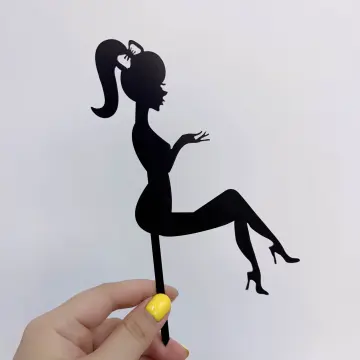 6PCS High Heels Woman Silhouette Pattern Girl Birthday Cake Decoration Cake  Topper(Black) - Walmart.com