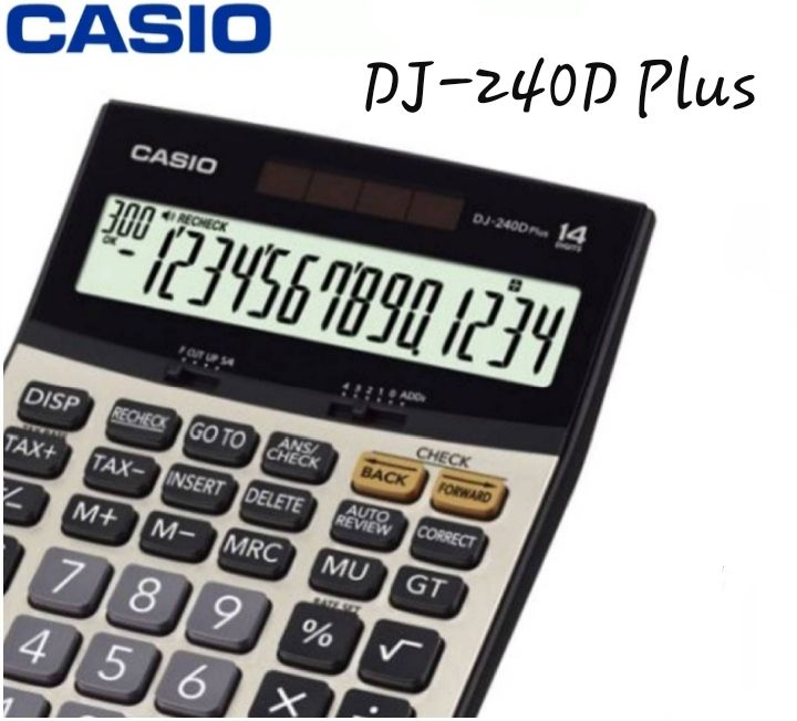 เครื่องคิดเลข-สีบรอนซ์ทอง-casio-คาสิโอ-dj-240d-plus-จอ-lcd-แสดงตัวเลขขนาดใหญ่พิเศษ-14-หลัก