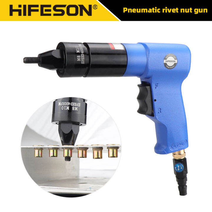 HIFESON Pneumatic Rivet Gun Nuts Riveter Air Rivet Nut Tool Automatic