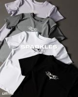 URTHE - เสื้อยืด แขนสั้น ทรง Baby Tee รุ่น Sparkles