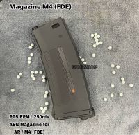 แม็กกาซีนปืนบีบีกันยาวไฟฟ้า Magazine M4 PTS EPM1 250rds AEG Magazine for AR / M4 สีดำ สำหรับบีบีกัน