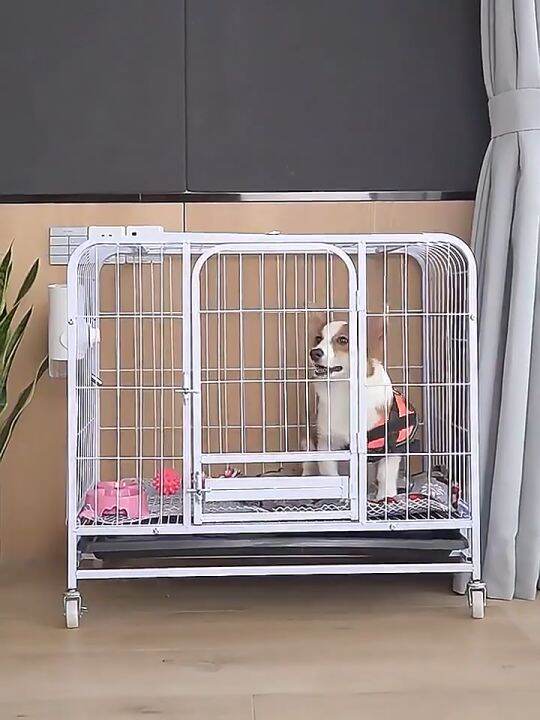 Large Size Dog Cage Square Tube Dog Cage Indoor Metal Cage Dog Crate With Wheels And Poop Tray