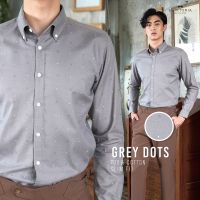 Shirtoria-Cotton ลาย GREY DOTS เสื้อเชิ้ตแขนยาว