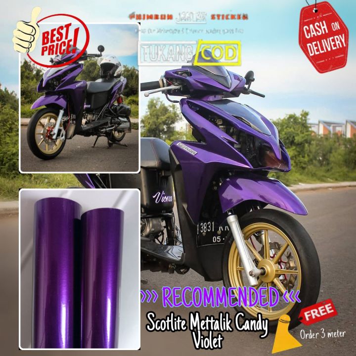 Skotlet Motor Violet Mettalik Candy Kualitas Terbaik Sticker Scotlet