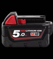 Milwaukee แบตเตอรี่ 18 V 5 A M18B5 มีกล่องบรรจุพร้อม Bar code สำหรับลงทะเบียนรับประ