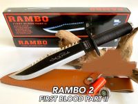 อุปกรณ์เดินป่า มีพกพา มีดเดินป่า RAMBO 2 มีกล่องพร้อมชองหนัง มีอุปกรณ์ยังชีพเบ็ดและไม้ขีด มีดเดินป่ายาว 40cm