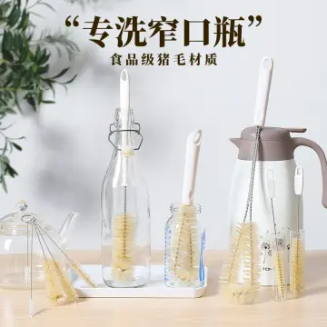 Water Bottle Cleaning Brush Glass Cup Washer with Suction Base Bristle  Brush for Beer Cup, Long Leg Cup, Red Wine Glass and More Bar Kitchen Sink  Home