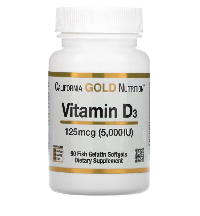 California Gold Nutrition Vitamin D3 125 mcg (5000 IU) 90 softgels