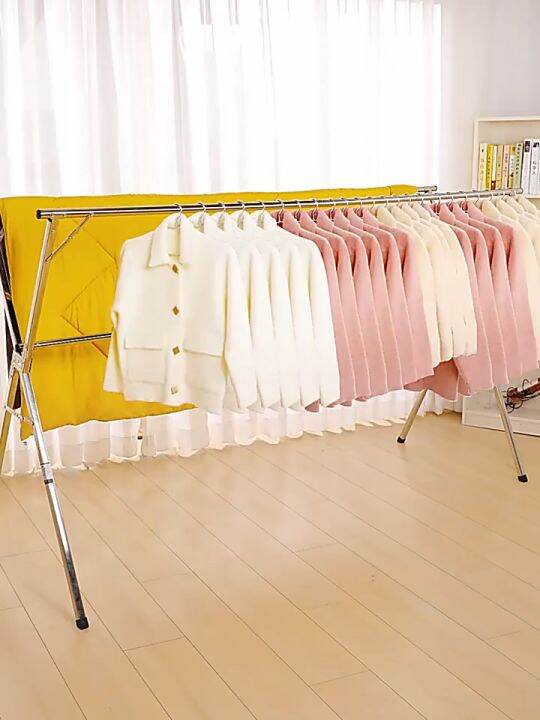 240cm Stainless Steel Clothes Hanger Retractable Folding Indoor And