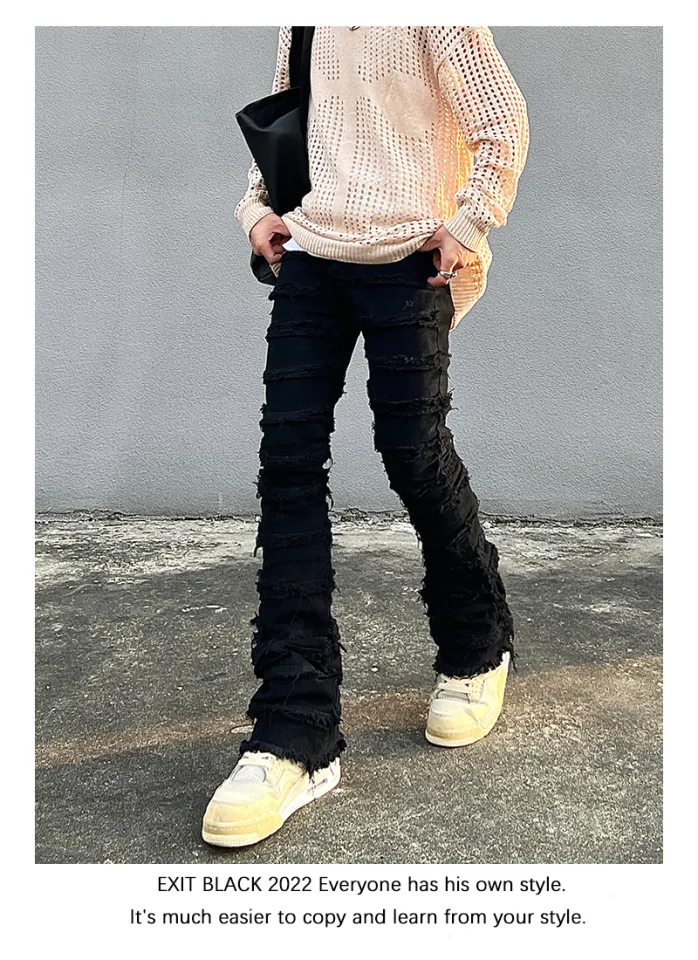 Erosion Damage Frayed Vintage Jeans Men's Ins Fashion Brand