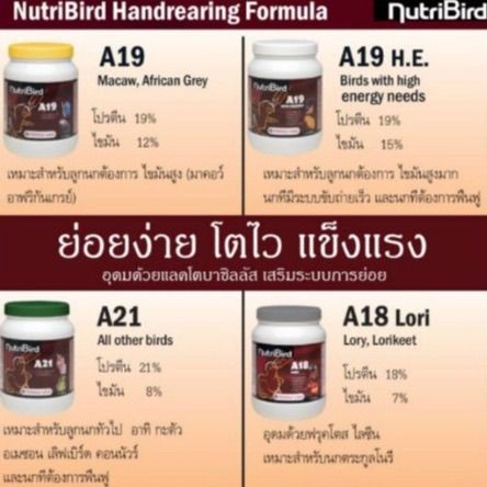 อาหารลูกป้อนนูทรีเบิร์ด-a19-ฝาเหลือง-แบ่งจำหน่าย-1-kg