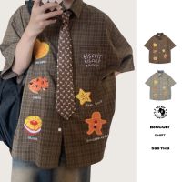 THEBOY- BISCUIT SHIRT เสื้อเชิ้ตแขนสั้นลายสก็อต