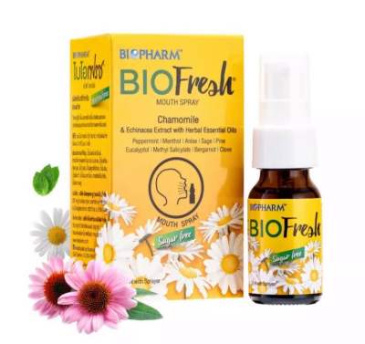 BIOfresh Mouth Spray 15mL สเปรย์พ่นคอไบโอ เฟรช เมาท์ สเปรย์ 15 มล. Bioparm ปราศจากน้ำตาล