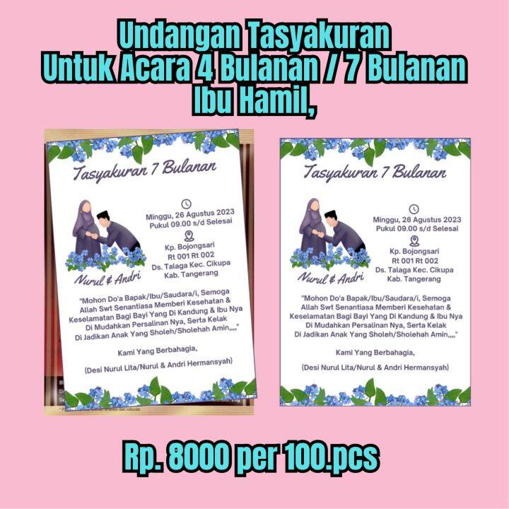 Undangan Tasyakuran 4 bulanan/7 Bulanan minimalis untuk di kopi/Masako