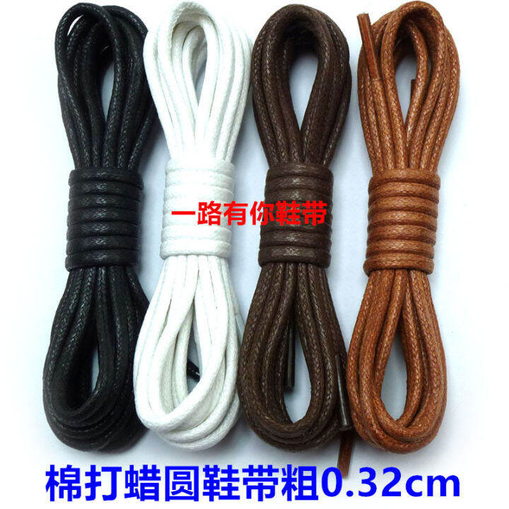 Waxed Shoelace round Thick 0.32cm Black Leather Shoe Lace HighTop