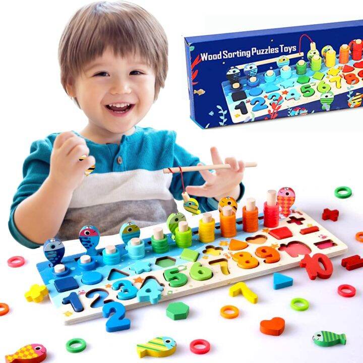 Wooden Montessori Learning Building Blocks Toys for Toddlers boys and