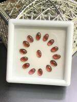 SALE ? คาโบชองโกเมนแดง 5x3mm (15ชิ้น) ทรงวงรี หินธรรมชาติ100% Sale ?Red garnet cabochon 5x3mm (15pcs) oval shape 100% natural gemstone