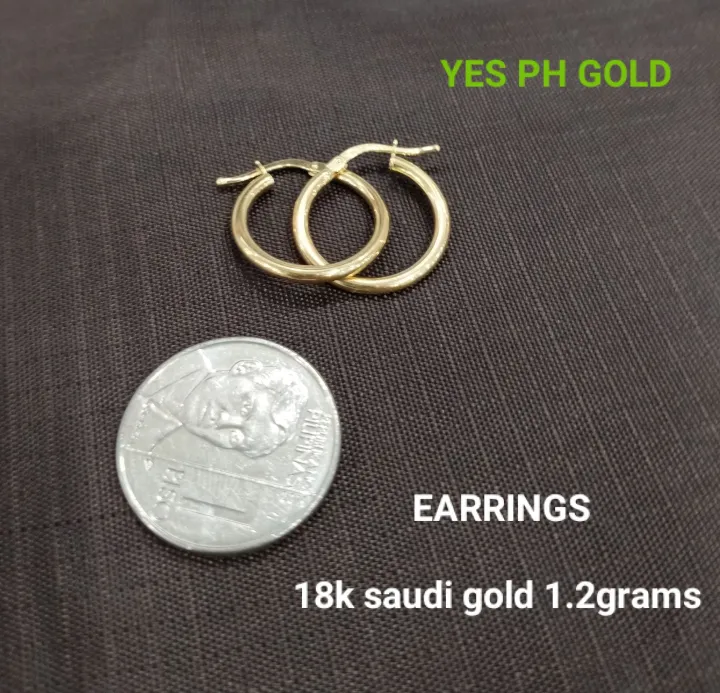 YES PH Legit TUNAY NA GINTO 18K SAUDI GOLD LOOP EARRINGS (1.2grams ...