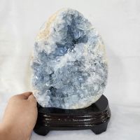 โพรงหินเซเลสไทต์ ผลึกหินเซเลสไทต์(Celestite)หรือหินเซเลสไทน์สูงพร้อมฐานไม้ 25.5 ซม.
หน้ากว้างพร้อมฐานไม้ 15.5 ซม.
หนาพร้อมฐานไม้ 11.5 ซม.
น้ำหนักพร้อมฐานไม้ 4.95 kg.