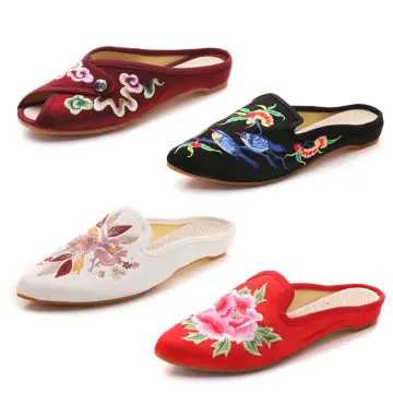 Chinese deals floral slippers