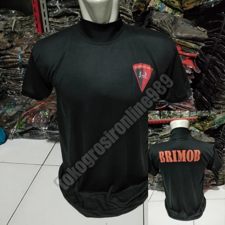 Kaos Brimob Warna Hitam Model Kerah Tinggi Lazada Indonesia