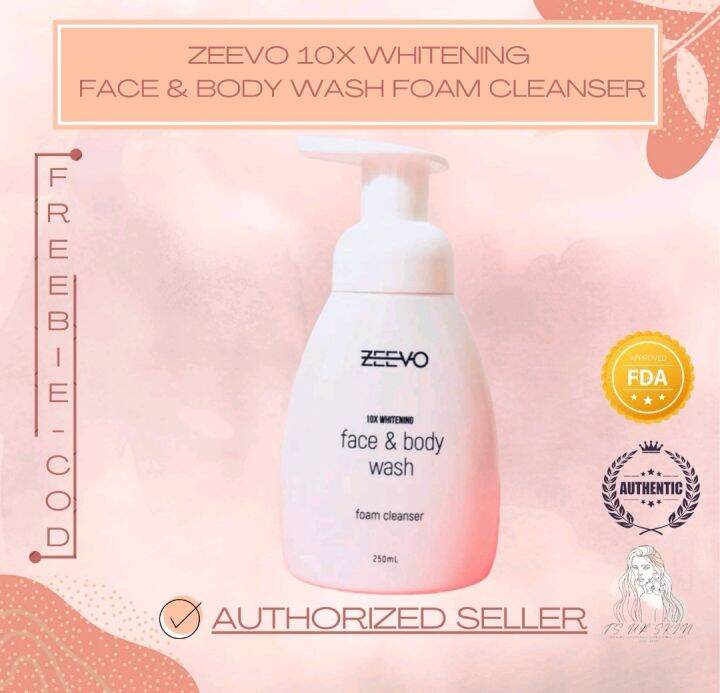 Zeevo 10x Whitening Face & Body Wash Foam Cleanser 250ml foam cleanser