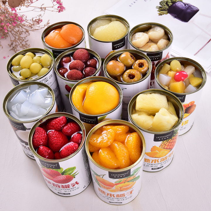 Hoa quả ngâm, trái cây đóng hộp HONGQIAO Đào, cam, táo, lê, nho, dâu thập  cẩm đóng hộp Syrup các loại lon 425gr nguyên liệu trà đào | Lazada.vn