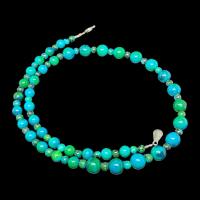 สร้อยคอ หินเทอร์ควอยส์ เม็ดทรงกลม Turquoise Round Beads Necklace Handmade Gemstone Jewelry