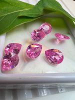 เพชรรัสเซีย 7X9 มม ( 2 เม็ด) BRILLIANT PINK DIAMOND พลอย CUBIC ZIRCONIA CZ PEAR SHAPE 7X9 MM ( 2 PCS)