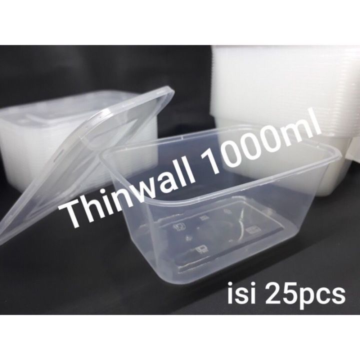 Thinwall 1000ml Kotak Makan Plastik Persegi Panjang Food Container Thinwall Rectangle Isi 3620