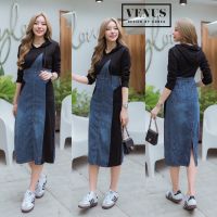 Jeans Dress แม๊กซี่เดรสผ้ายีน แต่งผ้ายืดหยุ่น ด้านหลังแต่งฮู๊ดหมวก งานน่ารักมากๆนะคะ เนื้อผ้าดีสุดๆคะ แม๊ทกับรองเท้าผ้าใบก็สวยเป๊ะคะ