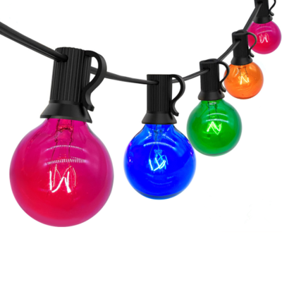ไฟสตริง G40หลากสีกันน้ำกลางแจ้งของตกแต่งสวนเทศกาลคริสต์มาส E12หลอดไฟหลากสีแบบเกลียวขนาดเล็กไฟหลากสี