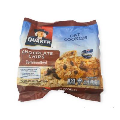 Quaker Oat Cookies Chocolate Chips 270g.คุกกี้ข้าวโอ๊ตผสมช็อคโกแลตชิพส์ 270 กรัม