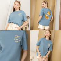 LNCVSTUDIO - Cookies signature unisex tee (เสื้อยืด oversized) สี BLUE