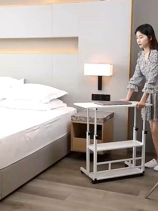Sofa Side Table With Wheels (L60/80)cm Adjustable Portable Computer