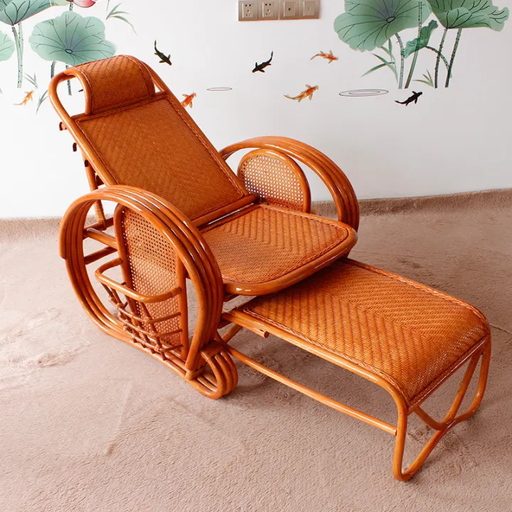 Rattan Chair Recliner Lunch Break Folding Rocking Chair Balcony Home