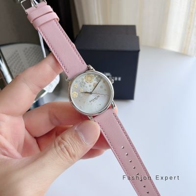 ✨ของแท้100%✨ นาฬิกาข้อมือ Coach Grand Ladies Silver Tone Pink Leather Watch 14503846
