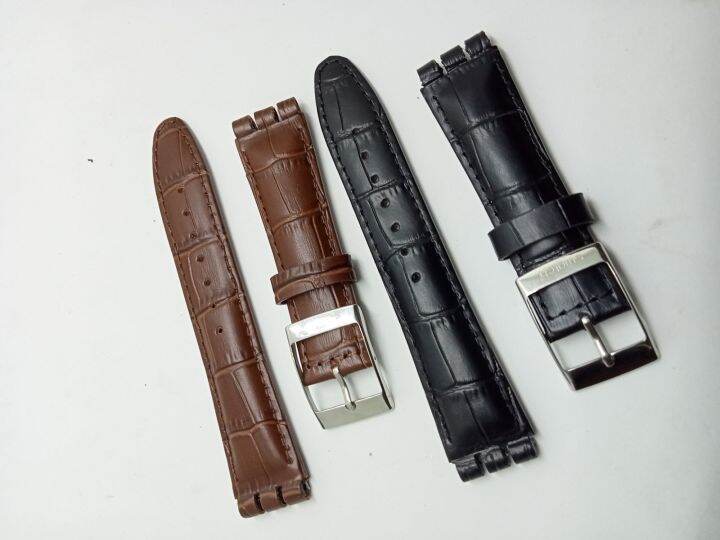 Strap Tali Jam Kulit Swatch Irony Croco Ukuran 19mm Tali Kulit Jam