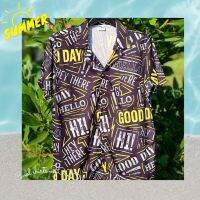 เสื้อฮาวาย ลาย Good day สีเหลือง ลายแฟชั่น