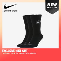 Nike Unisex Everyday Crew Basketball Socks (3 Pairs) - Black ไนกี้ ถุงเท้าบาสเก็ตบอล ยูนิเซ็กส์ (3 คู่) - สีดำ