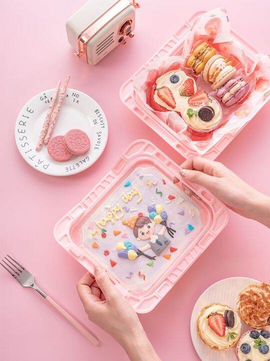 Children's Day HandPainted Flower Basket Green Portable Bento Cake