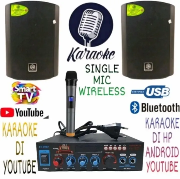 Paket Karaoke Set Speaker 3R 5 IN Ampli Mini Karaoke Smart Tv Wireless