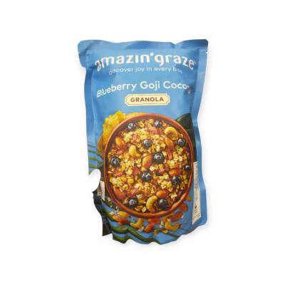 Amazin Graze Blueberry Goji Coconut Granola250g. ธัญพืชอบกรอบผสมเบอร์รี่ รวมและมะพร้าว อเมซิง เกรซ 250กรัม