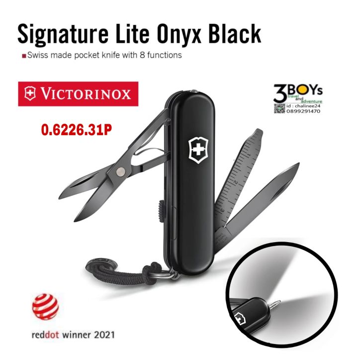 มีด-victorinox-รุ่น-signature-lite-onyx-black-มีดพกสวิส-8-ฟังก์ชั่น-สีดำโมโนโครม-มีไฟ-led-และปากกา-0-6226-31p