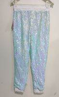 6601: Girls Blue&amp;white Sequin Pants เลื่อมสองหน้ารูดเปลี่ยนสีได้ งานเด็ก Size L( ผู้ใหญ่ S) เอว 26-28"