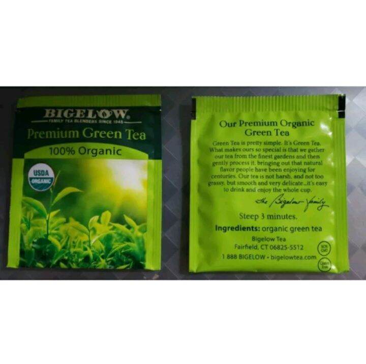 Organic Green Tea 100 Organic 10 Individually Wrapped Tea Bags